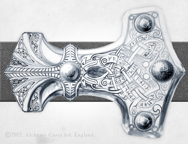 Alchemy Dark Age - Thor's Hammer Belt Buckle design sketch